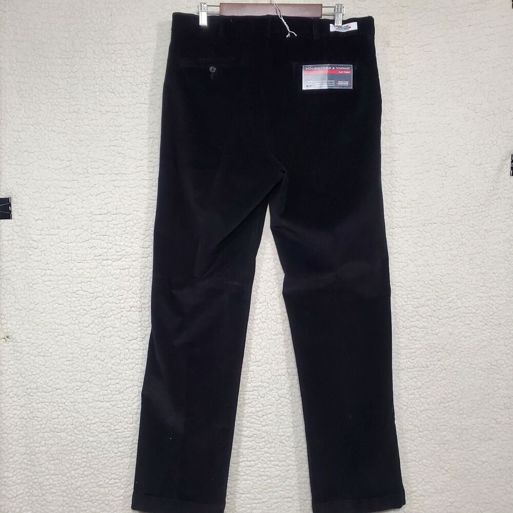 Roundtree & Yorke Pants Mens 36x34 Black Flat Front Corduroy Inno-Flex Waistband - Picture 4 of 9